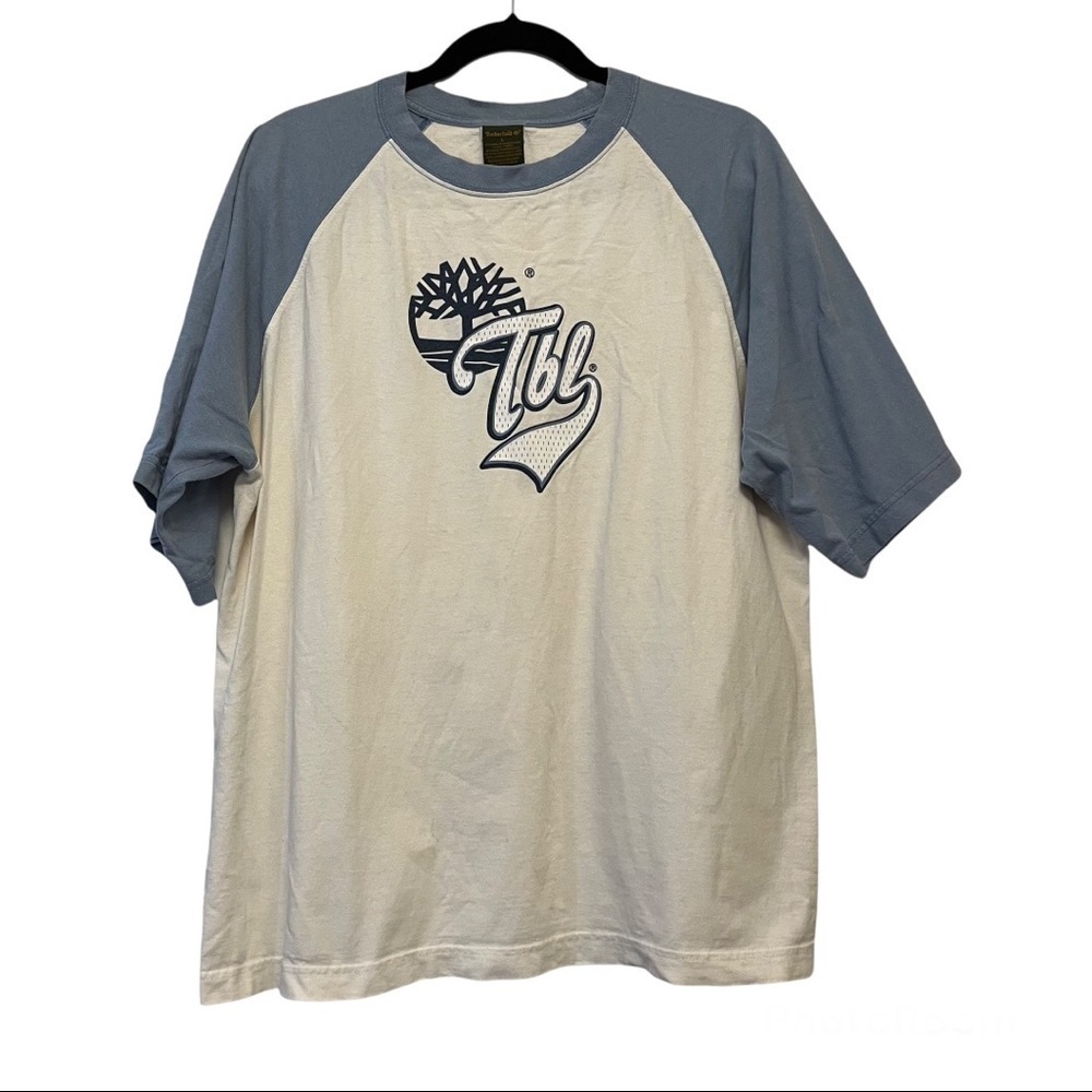 Timberland White & Light Blue Logo Crewneck T-Shirt
